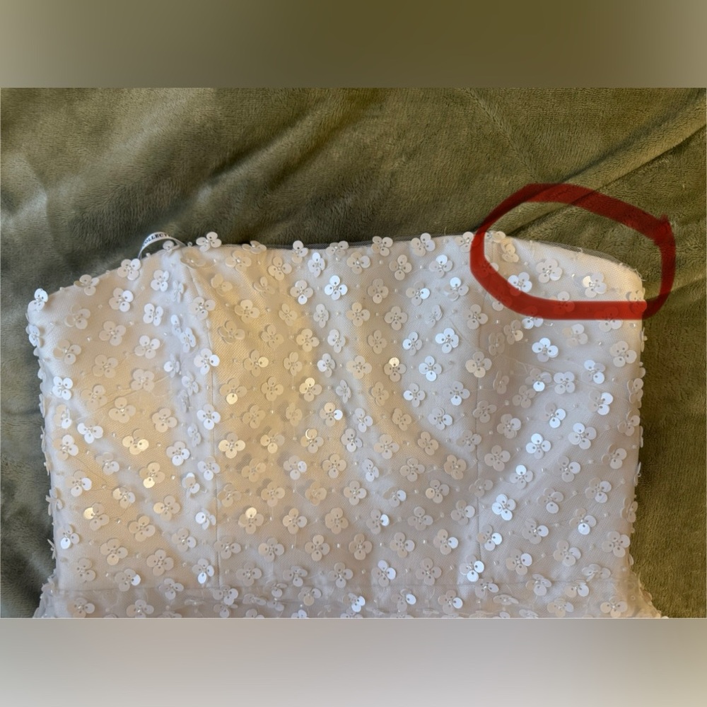 Dessy Pearl Sequin Strapless Mini Dress | Size 8 | Bridal / Cocktail - Picture 11 of 11